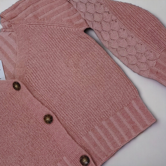 NWT Pink Solid Button Front Raglan Sleeve Cardigan Pink SIZE SMALL - Picture 6 of 8